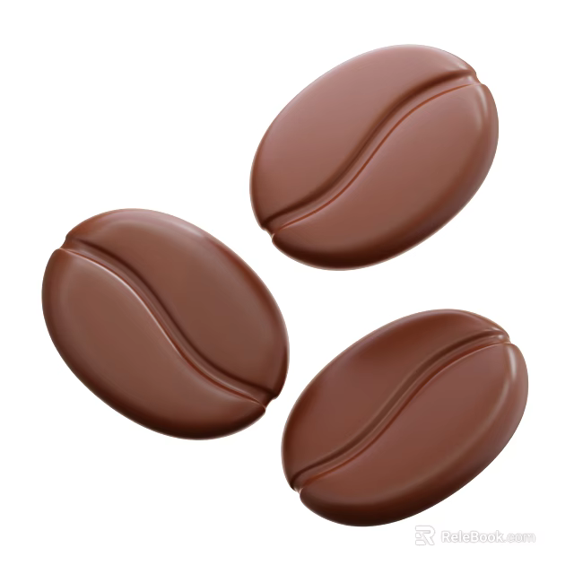 Smooth Brown Chocolate Coffee Beans As Delicious Sweet Snack Treat 3d model 