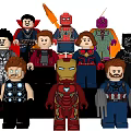 Popular Lego Style Superhero Action Figures With Various Marvel Characters 3d model