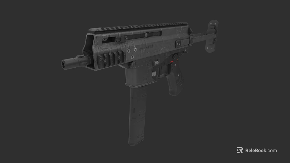 Modern Black Tactical Submachine Gun With Rail System And Detachable Magazine 3d model 