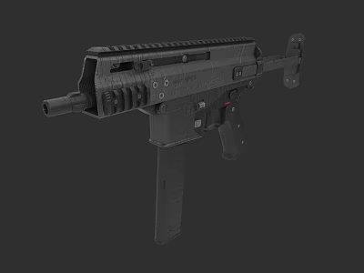 Modern Black Tactical Submachine Gun With Rail System And Detachable Magazine 3d model