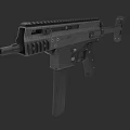Modern Black Tactical Submachine Gun With Rail System And Detachable Magazine