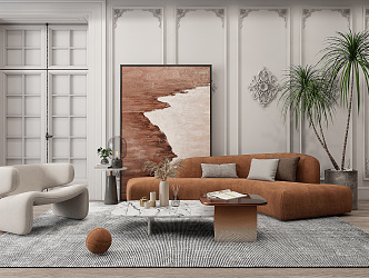 Modern sofa coffee table combination home wall panel 3d model