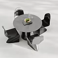 Modern Sleek Round Dining Table Set With Unique Metallic Chairs For Elegant Home Dining Space