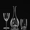 Elegant Beverage Glassware Set with Engraved Wine Glass Crystal Decanter and Tumbler