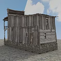 Old Weathered Wooden House With Stone Foundation And Small Porch