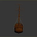 Vintage Wooden Sailing Ship Model With Multiple Masts And Detailed Wooden Structure