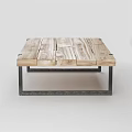 Modern Wooden Tea Table Design With Metal Frame And Natural Wood Tabletop