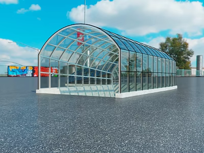 Modern carport glass curtain carport 3d model