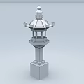 Traditional Outdoor Stone Lantern Garden Ornament With Decorative Details And Pedestal Base