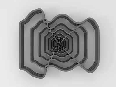 Modern Minimalist Gray Wall Decor With Layered Wavy Frames And Spiral Structure 3d model
