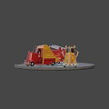 Vibrant Colored Functional Vehicles Including Blue Red Orange Dump And Concrete Mixer Trucks