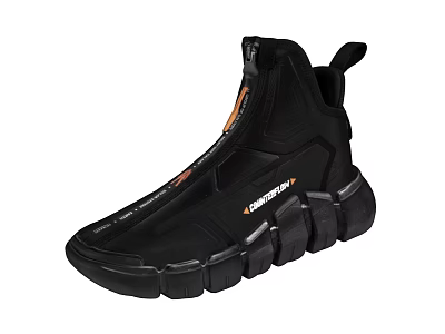 Black High Top Sneakers With Zipper And Brand Logo 3d model