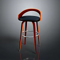 Stylish Modern Red Bar Stool Featuring Black Seat Wooden Frame And Metal Footrest