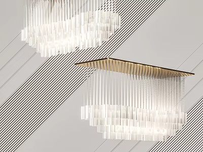 Luxury Modern Crystal Chandelier Design For Kitchen Interior With Glass Shades And Metal Frame 3d model