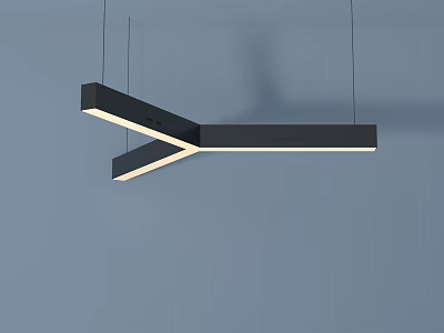 Modern Black Geometric Cross Design LED Chandelier Hanging In Minimalist Space 3d model