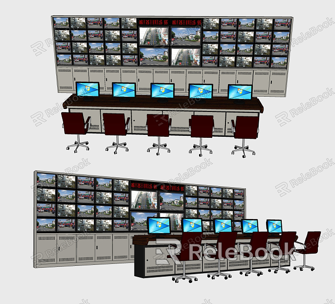 Modern monitoring large screen monitoring center control room model