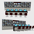 Modern monitoring large screen monitoring center control room 3d model