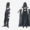 Fantasy Hooded Cloak Armor Costume With Black Detailed Design And Long Robe