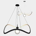 Modern Curved Pendant Light With LED Strip And Globe Bulb For Interior Decoration
