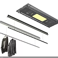 Modern Ceiling Mounted Clothes Hanger With LED Lights And Hanging Garments 3d model