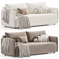 Off White And Brown Sofas With Pillows Blanket And Round Cushions 3d model