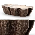 Natural Wooden Coffee Table With Unique Irregular Shape And Rustic Grain Design 3d model