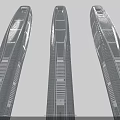 Three Modern High Rise Office Buildings With Glass Curtain Walls Sleek Curved Design Reflecting Sky