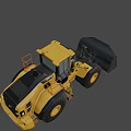 Yellow Heavy Duty Loader With Front Bucket Large Tires And Operator Cab