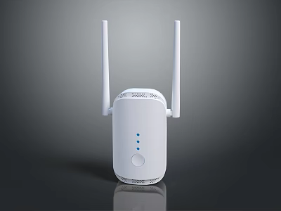 White Dual Antenna Wi Fi Extender Enhancing Computer Wireless Network Signal Strength 3d model