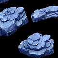 Blue 3D Stone Rock Models With Textured Surfaces In Various Sizes 3d model