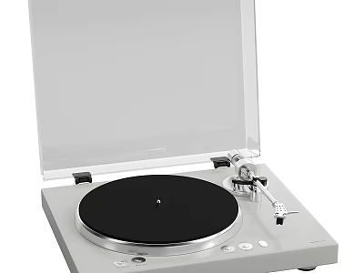Modern Vinyl Turntable With Open Transparent Cover Black Platter Silver Tonearm And Control Buttons 3d model