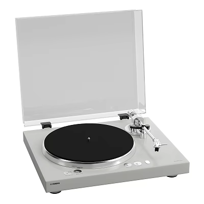 Modern Vinyl Turntable With Open Transparent Cover Black Platter Silver Tonearm And Control Buttons 3d model