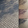 Paved Ground With Grid Pattern Tiles In Various Colors And Sunlit Shadows 3d model