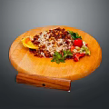 Fresh Mixed Salad With Tomato Mint Leaves And Lemon On Wooden Cutting Board