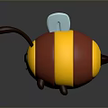 Cute Chubby Cartoon Bee With Red And Yellow Stripes White Wings And Antenna