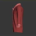 Red Long Sleeve Shirt with Pink Collar and Cuffs Minimalist Design Front View