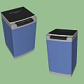 Two Modern Blue Washing Machines With Black Top And Sleek Design
