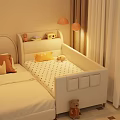 Cozy Kids Bed With Black Polka Dot Mattress Yellow Pillow Teddy Bear And Orange Pendant Lights