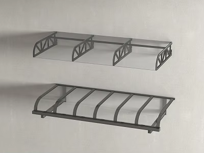 Wall Mounted Canopy With Glass Top And Black Frame Two Different Styles Curved Design 3d model