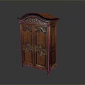 Antique Wooden Cabinet With Intricate Carved Patterns And Classic Design