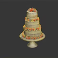 Three Tier Naked Cake Topped With Fresh Berries And Fruits On Silver Stand