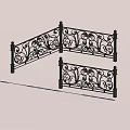 Black Iron Railing With Ornate Floral Scrollwork And Decorative Metal Design Elements 3d model