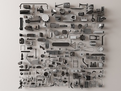 Modern mechanical parts and equipment model