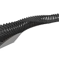 Modern Architectural Outdoor Pergola With Black Geometric Striped Curved Structure Design
