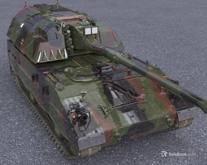 Camouflage Coated Military Warship With Naval Armament And Deck Structures 3d model 