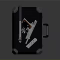 Pistol With Spare Parts Placed On Black Hard Case For Storage