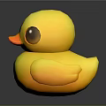 Bright Yellow Rubber Duck Toy With Large Eyes And Orange Beak On Black Surface