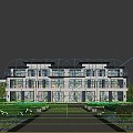 Modern townhouse double row house townhouse row stack 3d model