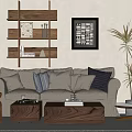 Quiet sofa tea table combination 3d model