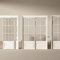 White Sliding Doors with Arched Grid Panels for Modern Interior Design 3d model
